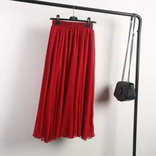 Spring Chiffon A-Line Pleated Half-Length Skirt