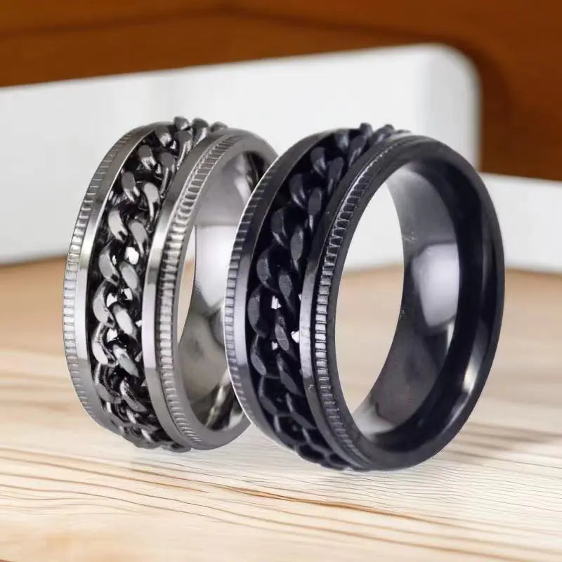 Men's Colorfast Stainless Steel Spinning Ring