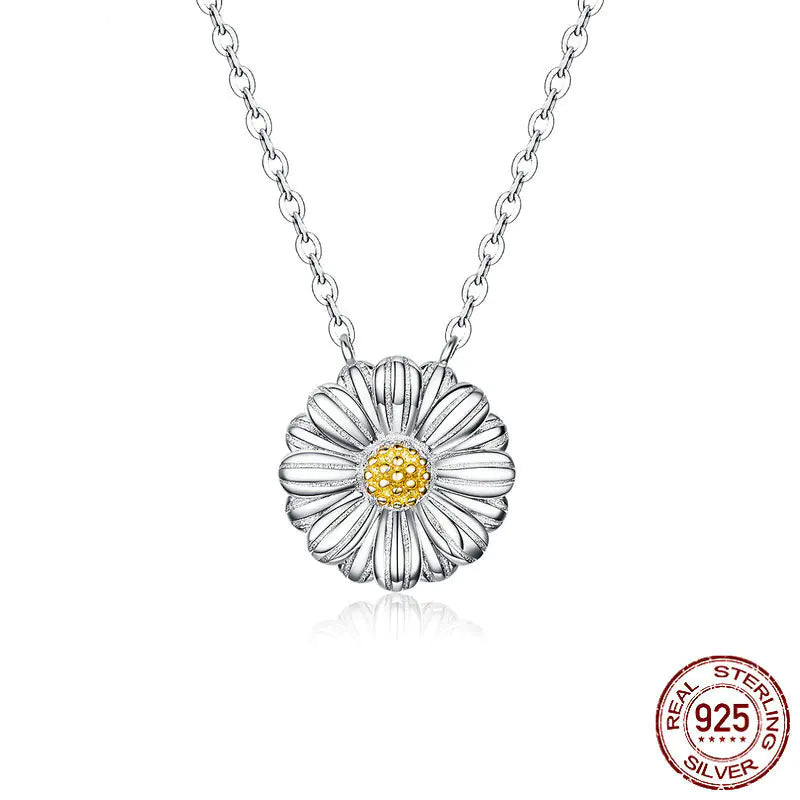S925 Daisy Jewelry Set: Bracelet, Necklace, Earrings, Ring