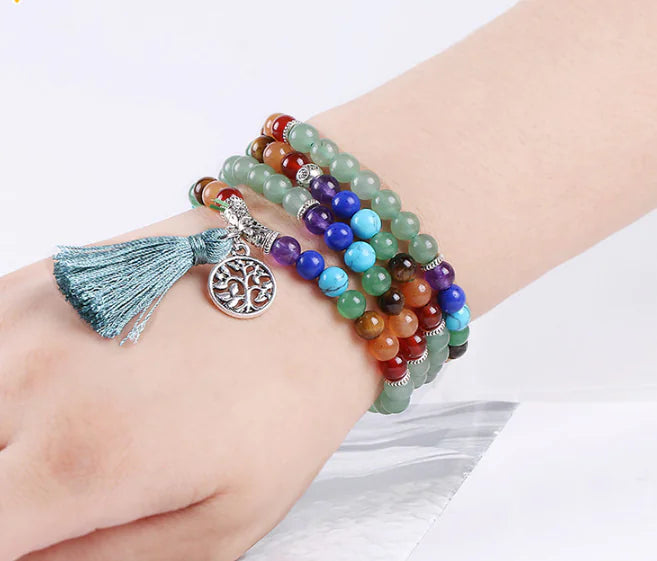 108 Chakra Energy Stone Long Bracelet for Women