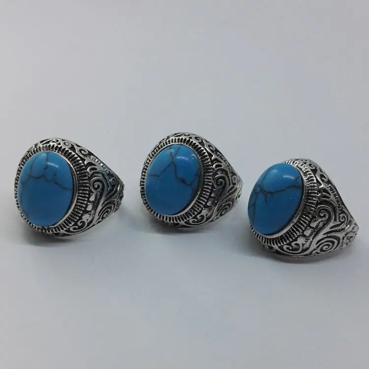 Vintage Turquoise Men's Titanium Steel Ring Wholesale