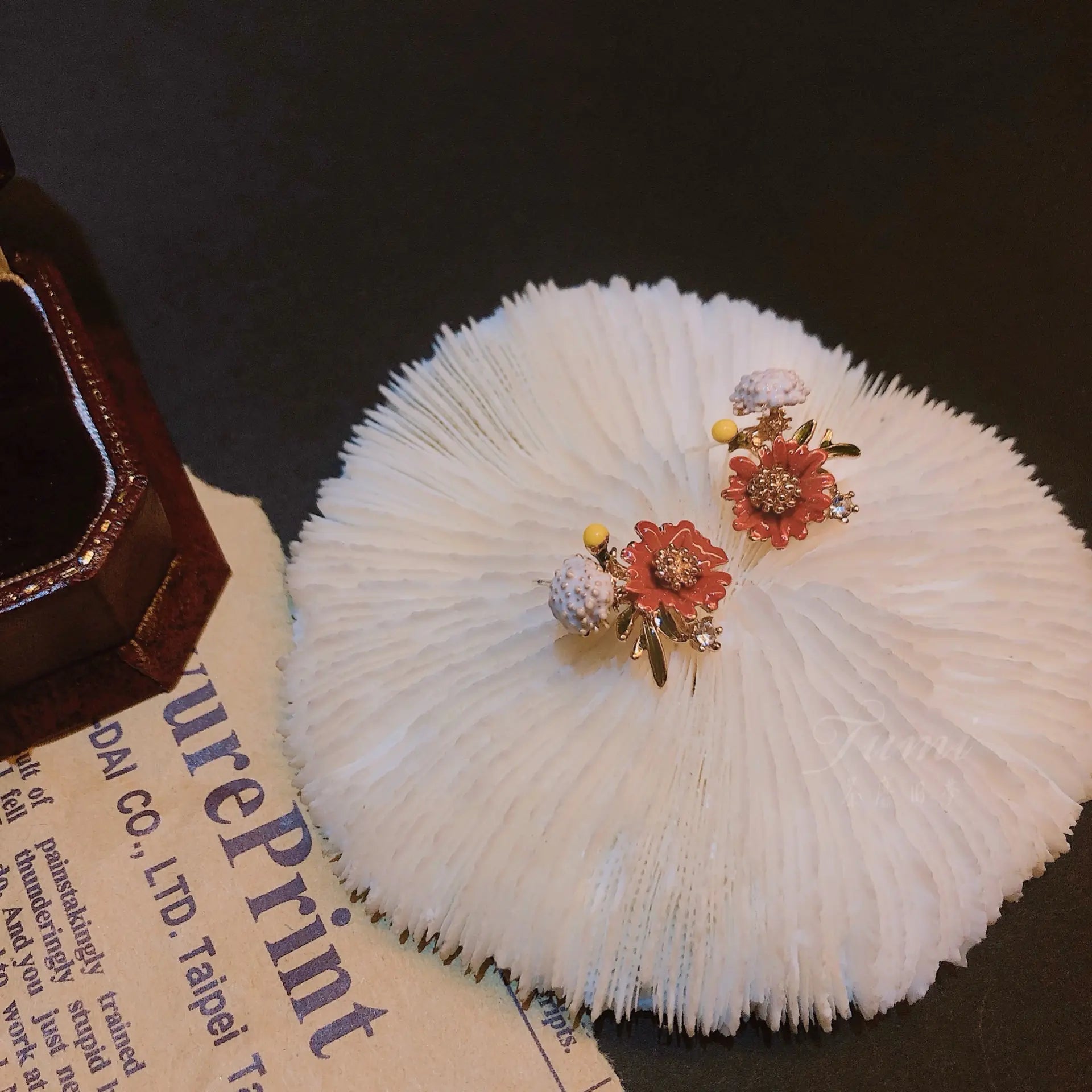 French Vintage Oil Painting Floral 925 Silver Earrings