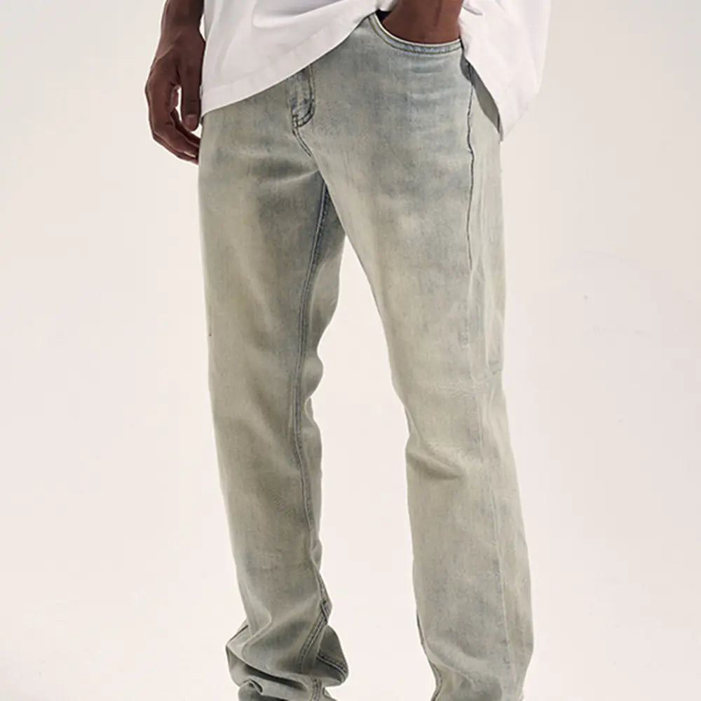 High Street Yellow Washed Distressed Men's Casual Pants