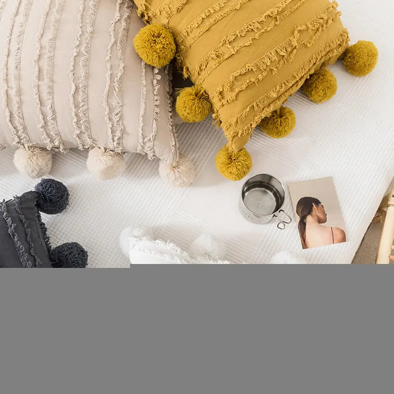 Nordic Cotton Linen Plush Decorative Throw Pillow