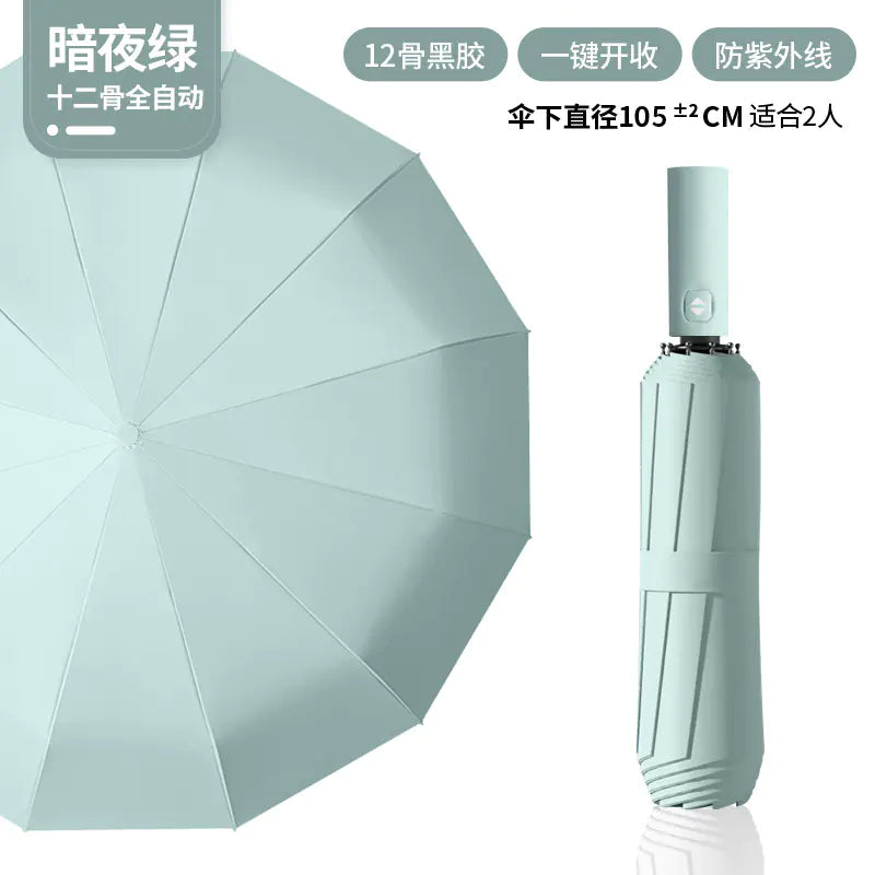 Custom 24 Bone Automatic Folding Sun and Rain Umbrella