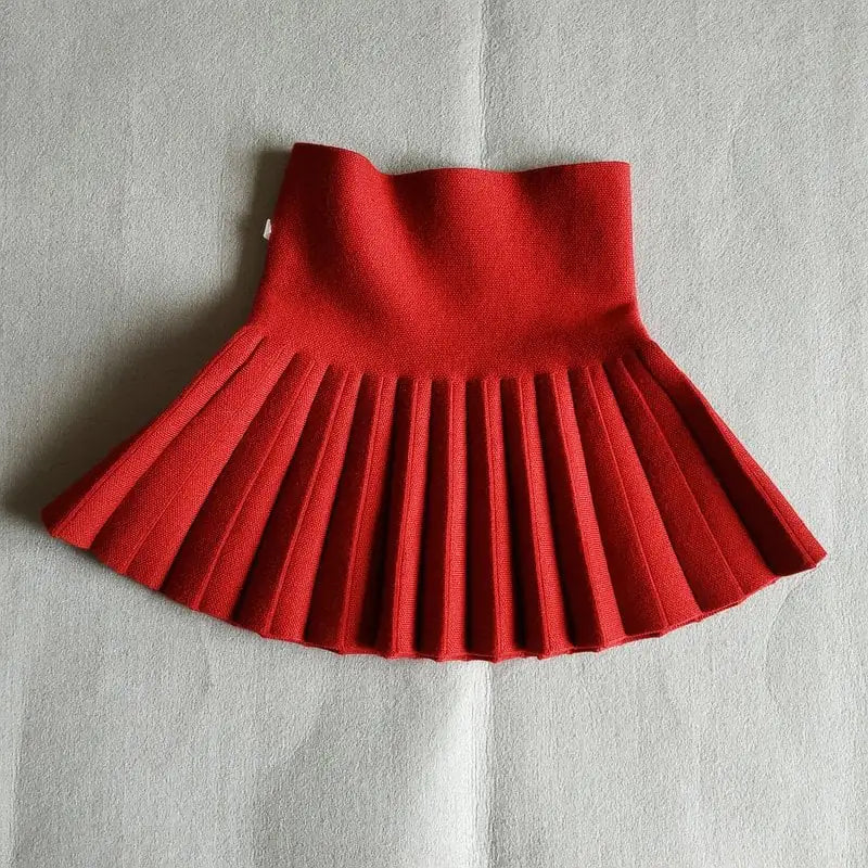 High Waist Pleated Knitted Skirt for Girls in Autumn