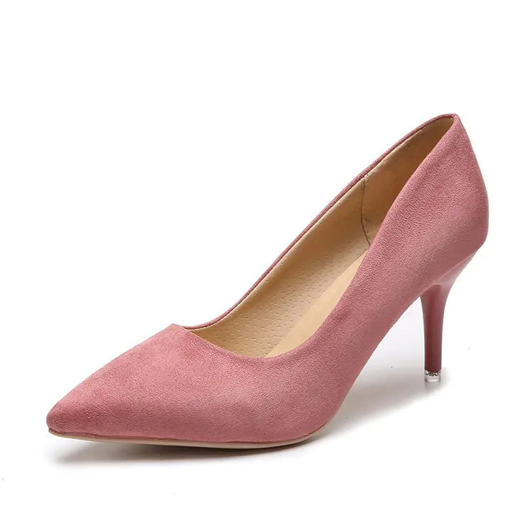 Women's Black Suede High Heel Pointed Shoes