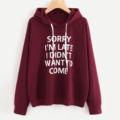 Hooded Sweatshirt with Letter Print Long Sleeve Design