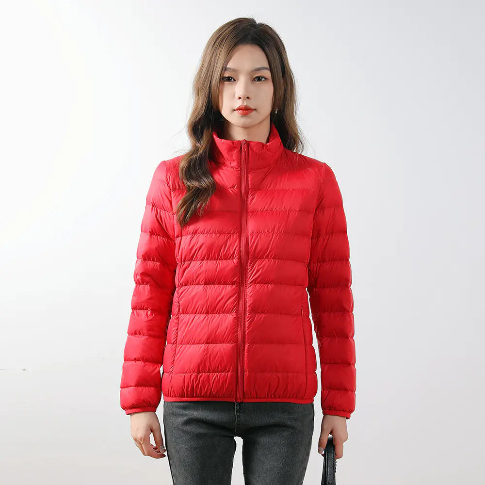 Lightweight Women's Down Jacket with Stand Collar (Plus Size)