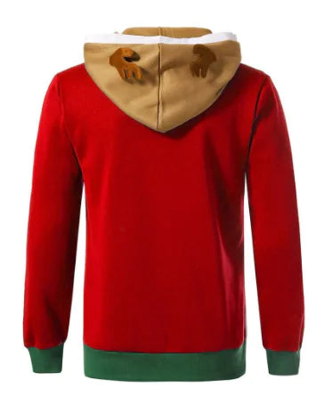 Autumn Men's Jacket with Christmas Reindeer Hoodie