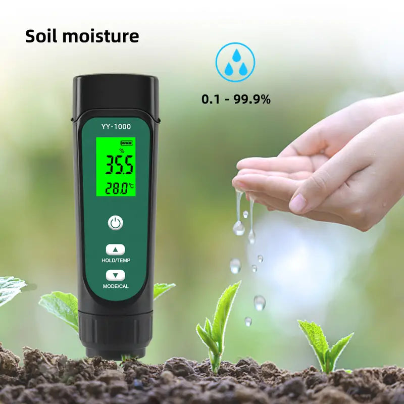 Portable Backlit 3-in-1 Soil Detector with EC Display