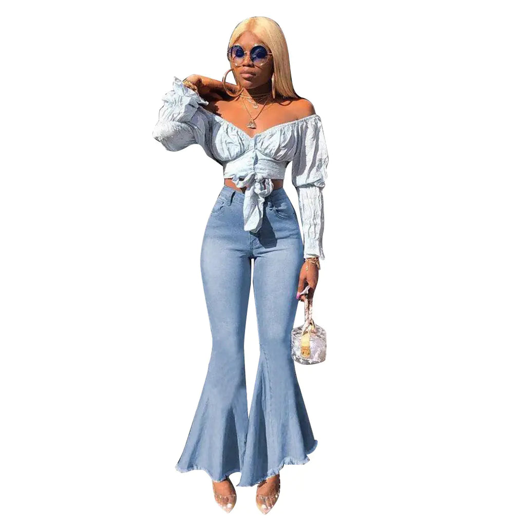 High Stretch Denim Flared Jeans for Women
