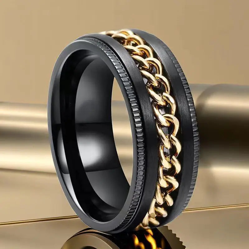 Men's Colorfast Stainless Steel Spinning Ring