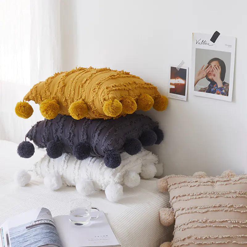 Nordic Cotton Linen Plush Decorative Throw Pillow