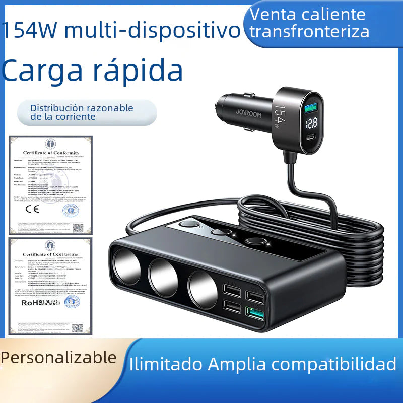 Multi-Port Car Phone Charger with PD & QC Fast Charge