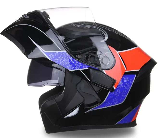 Motorcycle Helmet with Dual Lenses and Anti-Fog