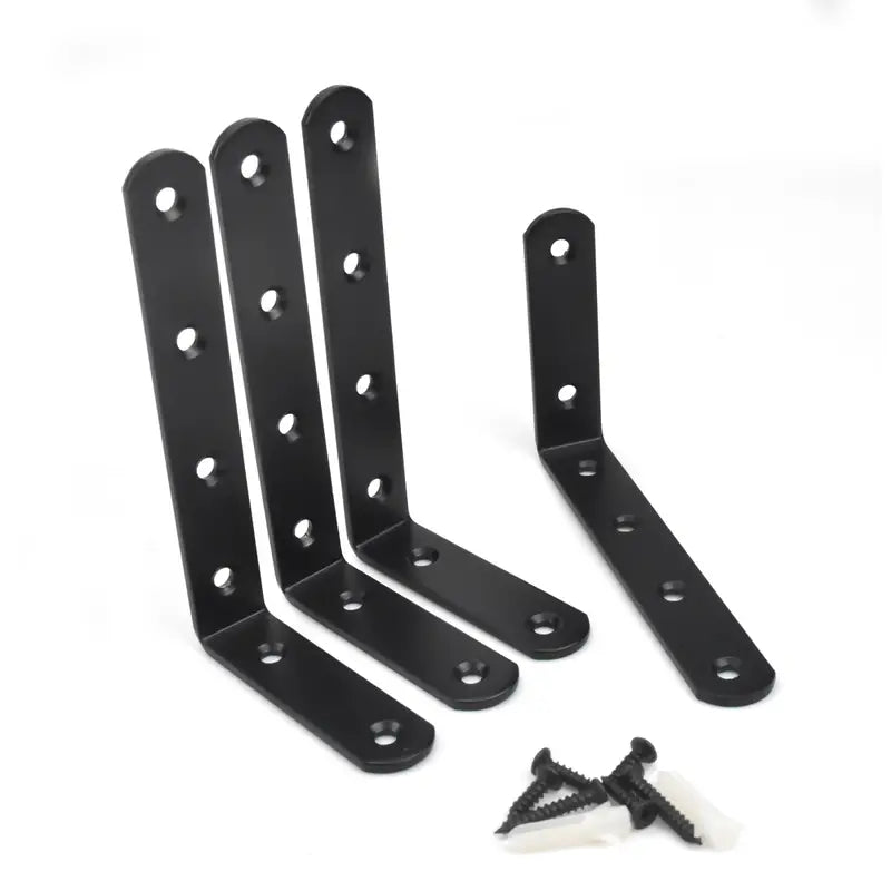 L-Shaped Black Corner Iron Wall Bracket for Support