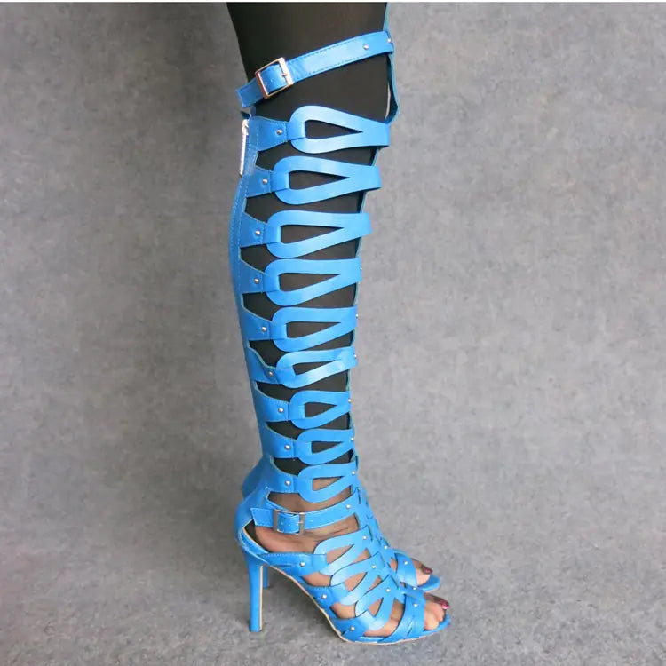 Fashionable Punk Style Hollow-Out High Heels Boots