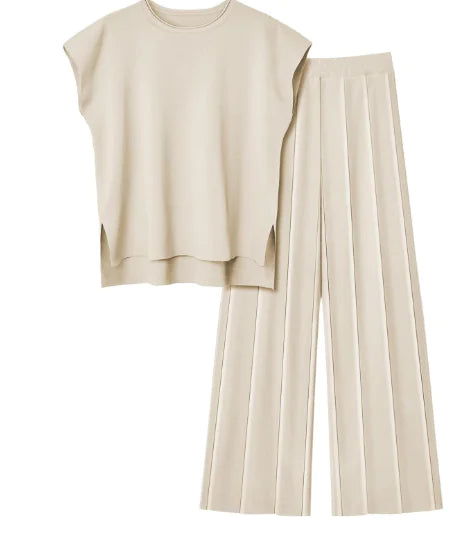 Women's Viscose Fiber Set with Wide-Leg Pants (One Set)