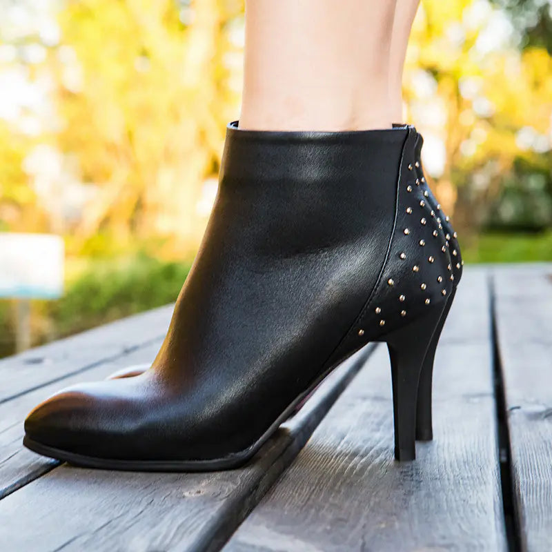 New Comfortable Casual High Heel Leather Boots for Women
