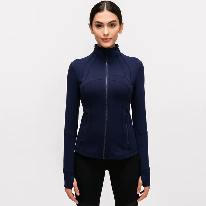Women's Nylon Stretch Zip-Up Yoga Jacket for Fall/Winter