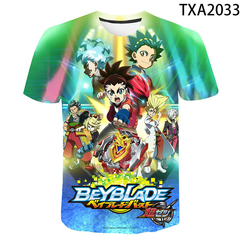 Beyblade Burst 3D Print Round Neck T-Shirt