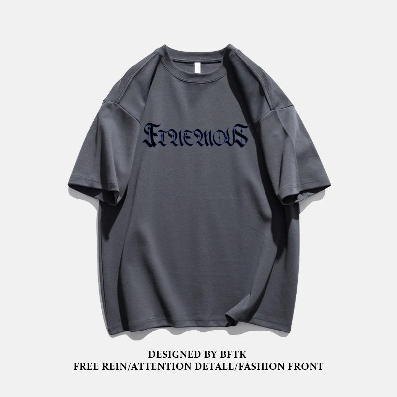 Men's Heavyweight Retro T-Shirt, 100% Cotton, Casual Fashion