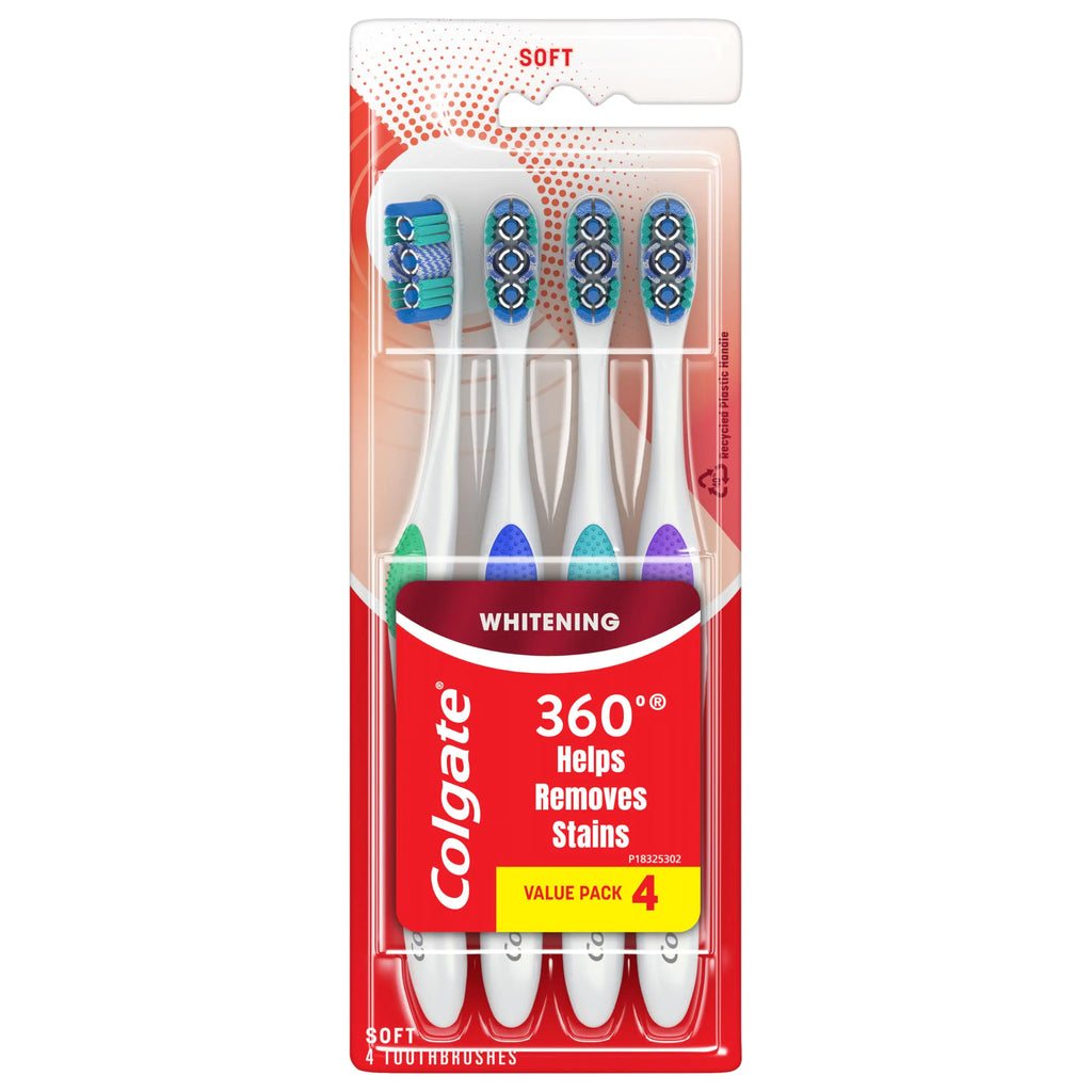 Colgate 360 Optic White Toothbrush Value Pack Soft 4 Count