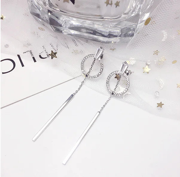 Minimalist Circle Earrings for Women with Tassels