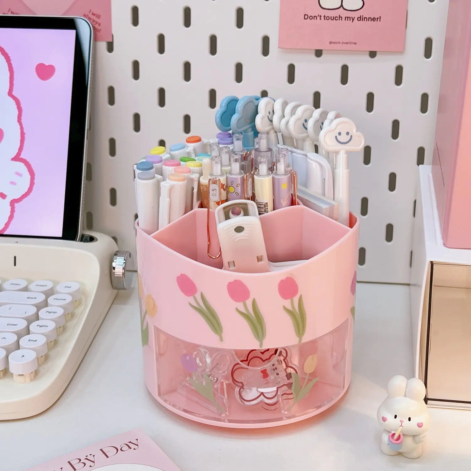 Large Capacity Rotating Pen Holder for Desk Organizer