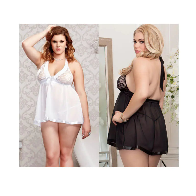 Plus Size Lace Backless Sleep Dress for Sensual Wear