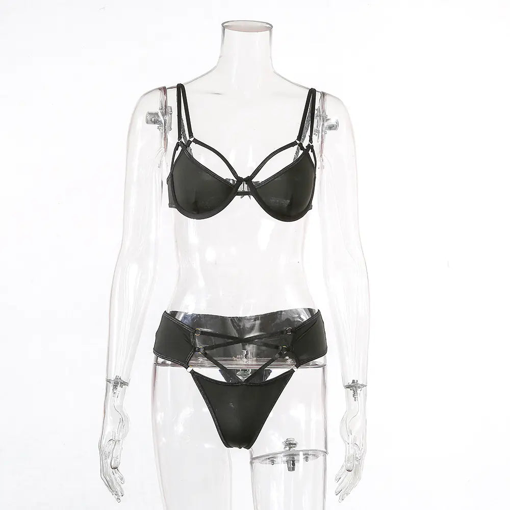 Sexy Lace Lingerie Set with Underwire and Cutouts