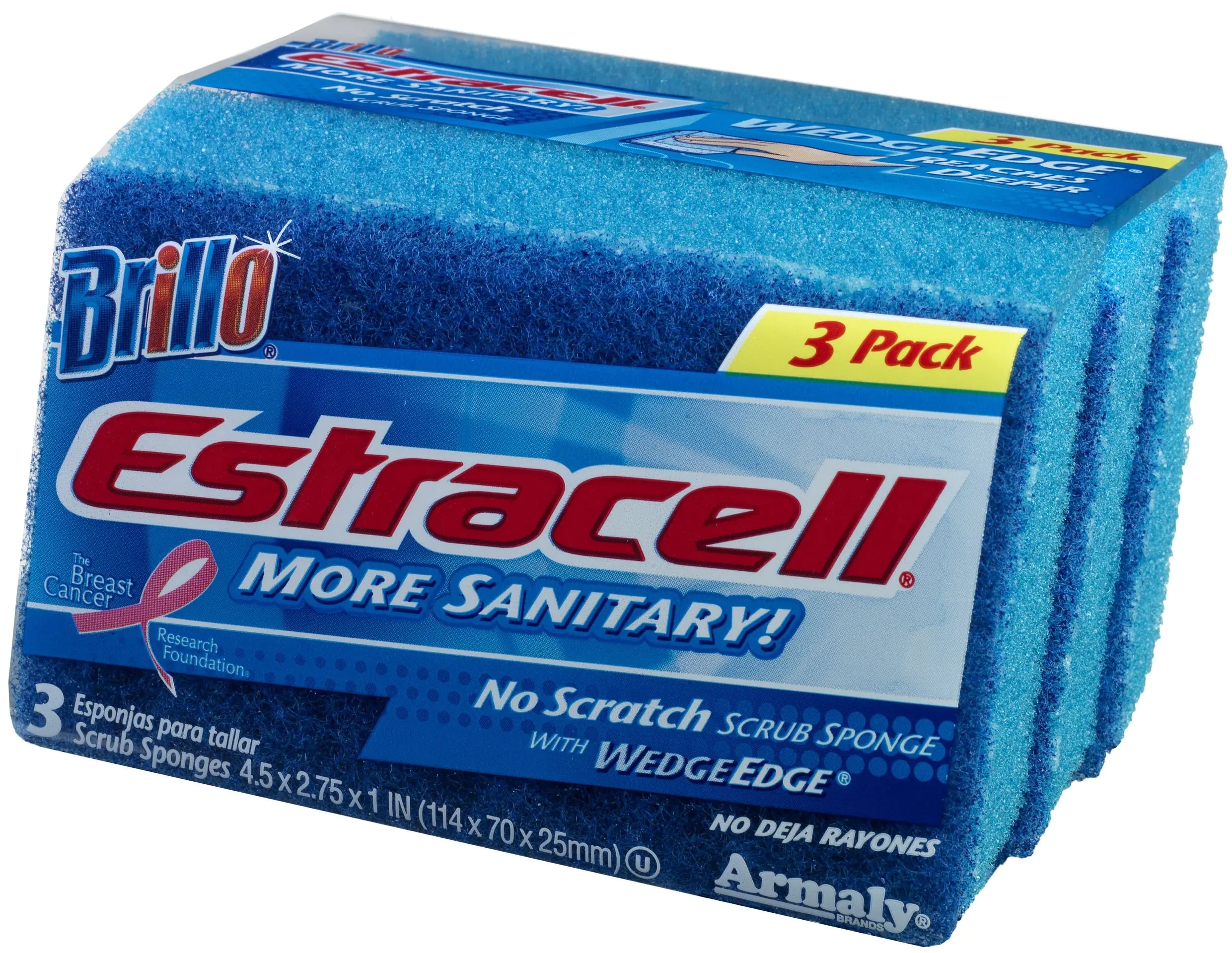 Brillo Estracell No Scratch Scrub Sponge with Wedge Edge 3-Count