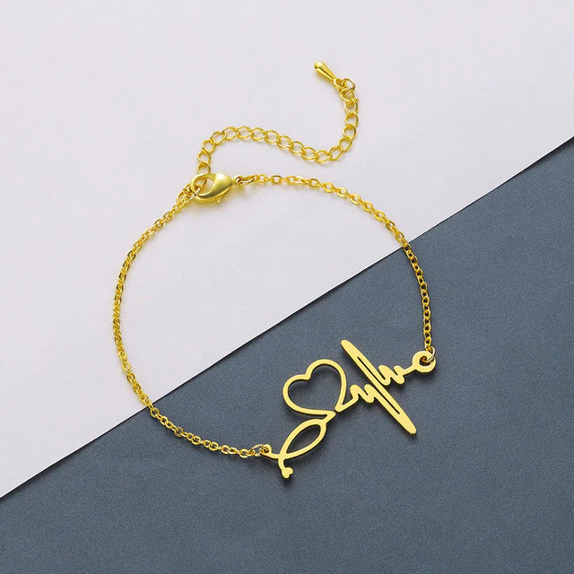 Creative ECG Heartbeat Bracelet - Stainless Steel Design