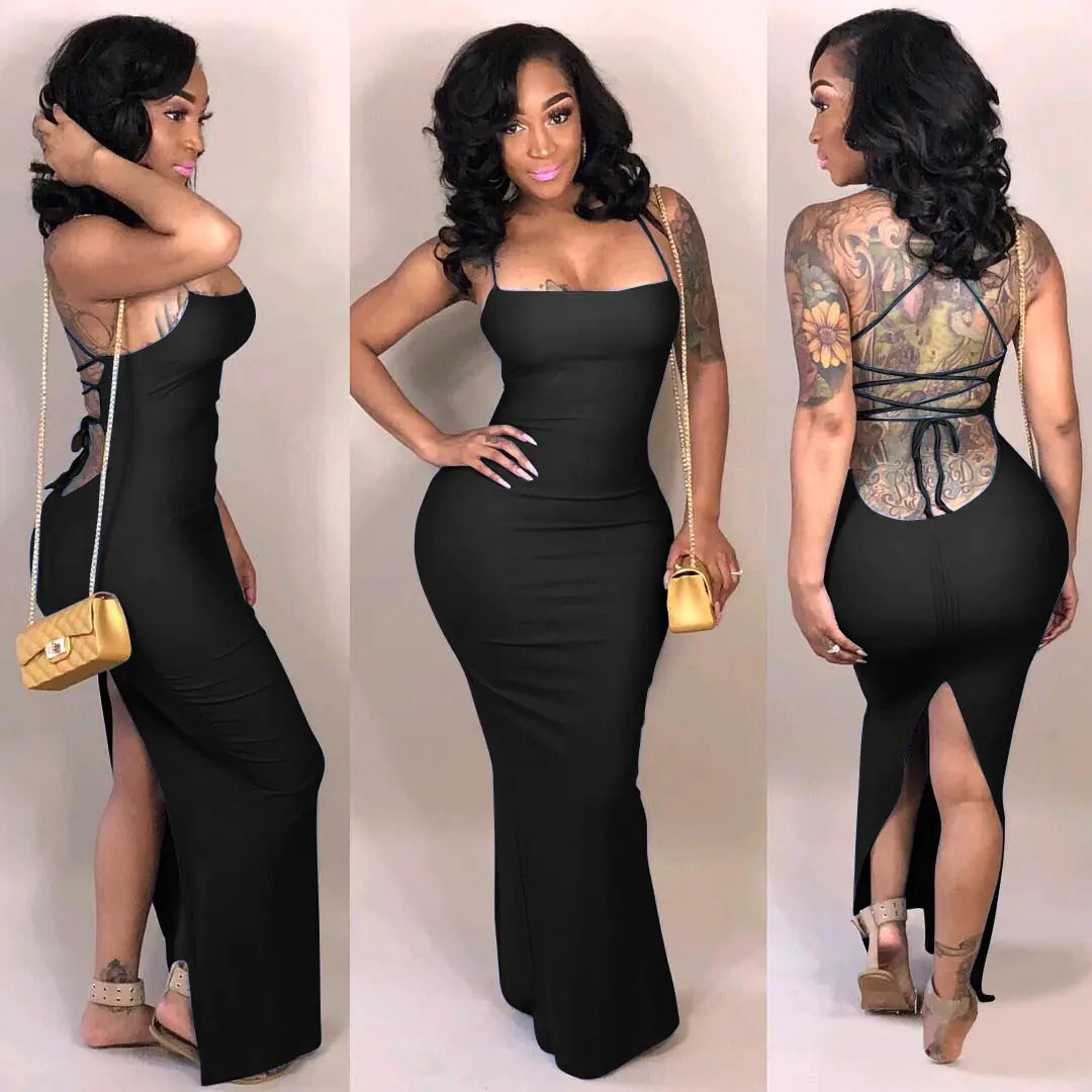 Backless Hollow Cut-Out Long Dress for Nightclubs