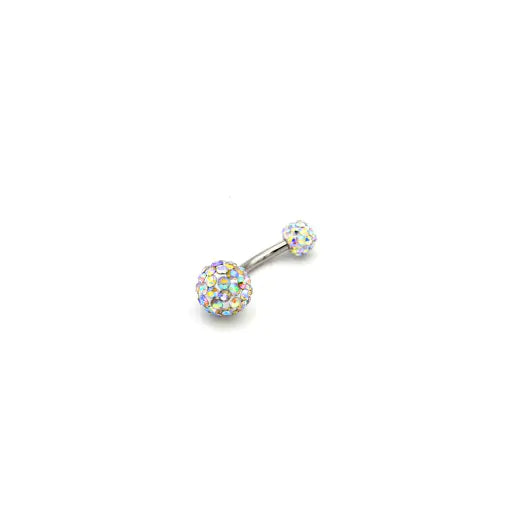 Crystal Ball Belly Button Ring with Disco Ball Design