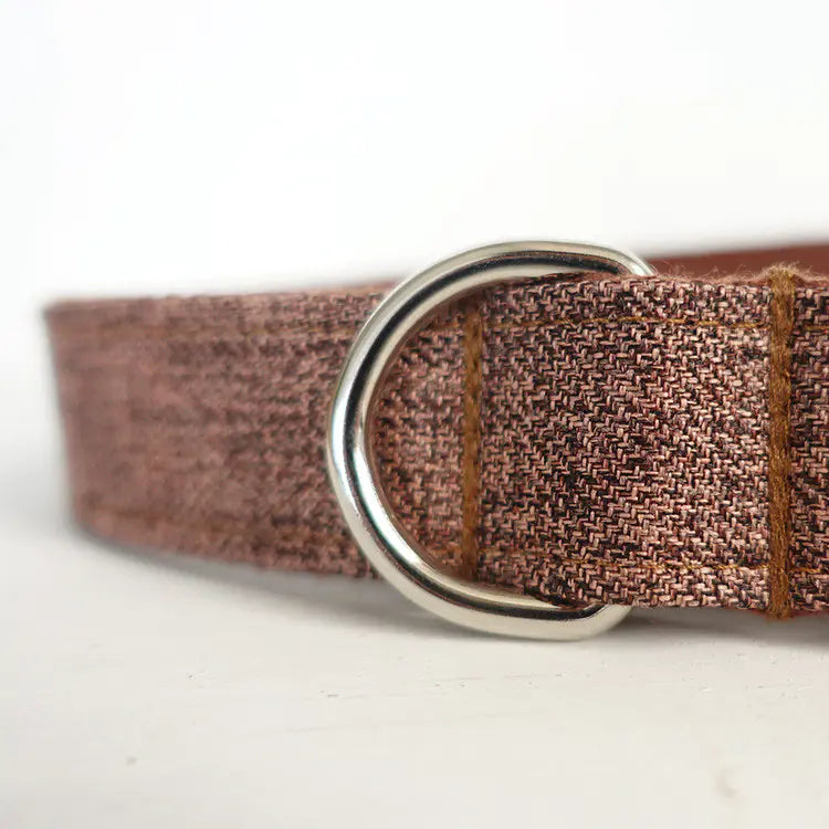 Brown Checkered Pet Leash and Collar Set