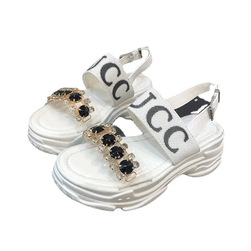 Rhinestone Sandals for Women - Summer Roman Beach Shoes