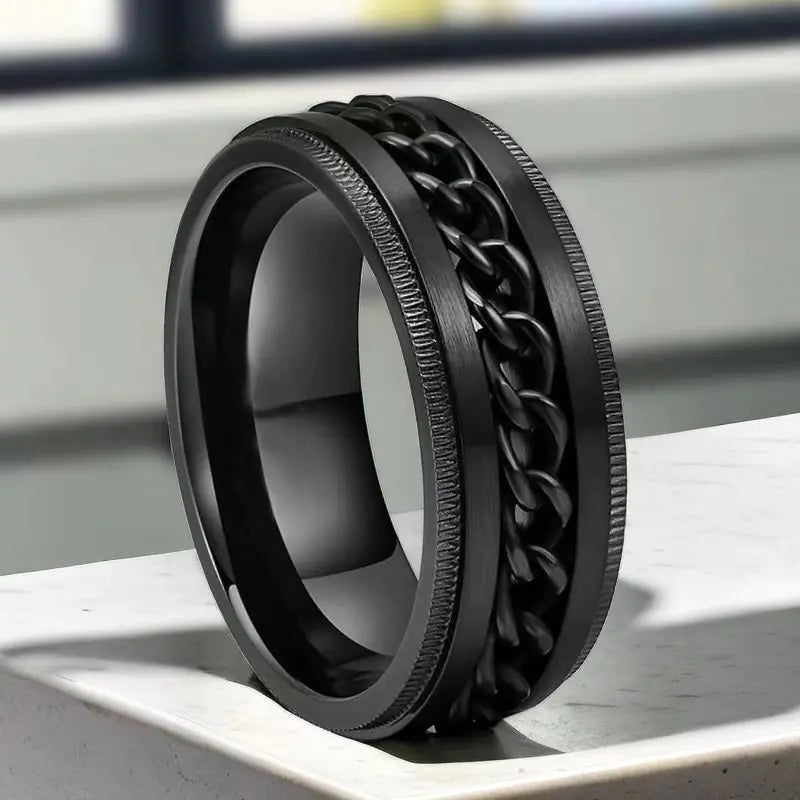 Men's Colorfast Stainless Steel Spinning Ring