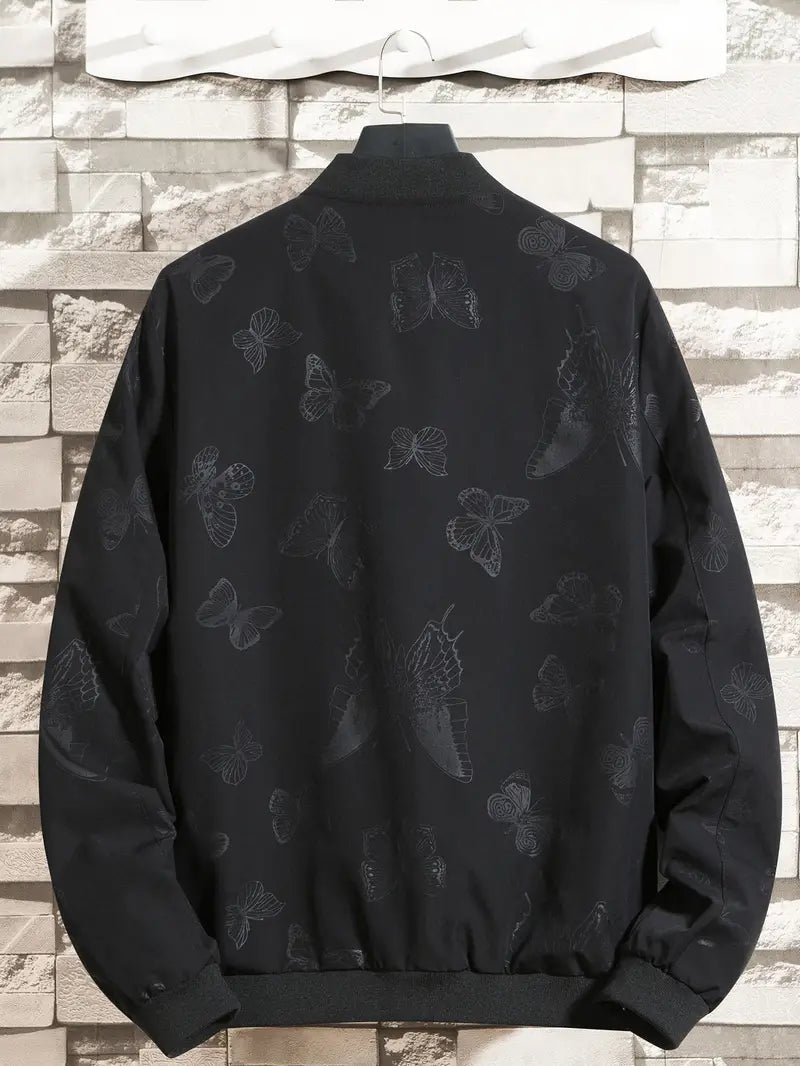 Men's Oversized Jacket with Butterflies Pattern (Plus Size)
