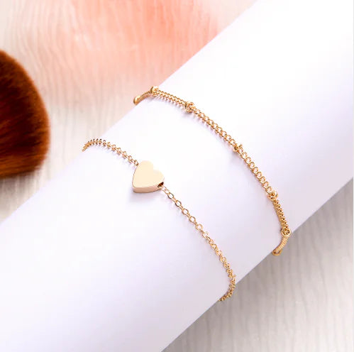 2-Piece Heart Layered Bracelet Set