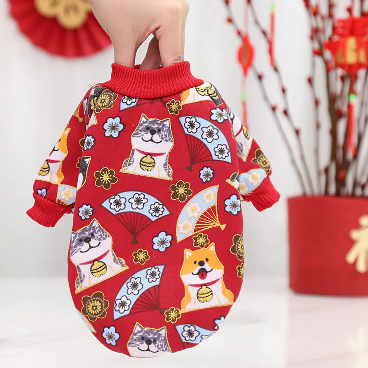 Thin Fleece New Year's Dress for Pets