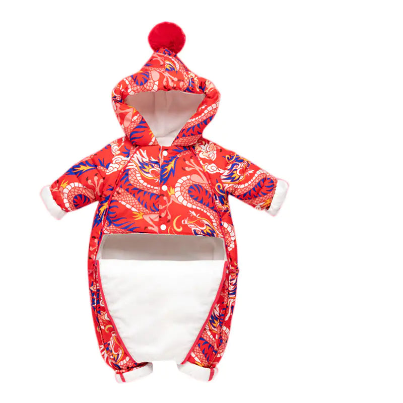 Newborn Winter Baby Down Jumpsuit with Foot Cover