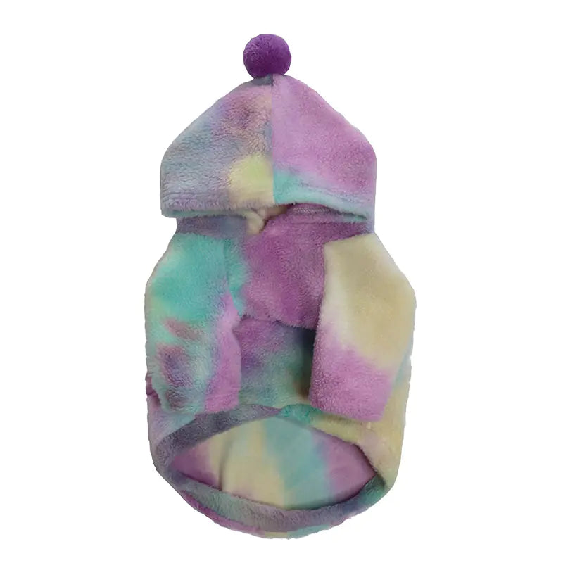 French Winter Outfit with Hoodie for Dogs, Tie-Dye Hoodie