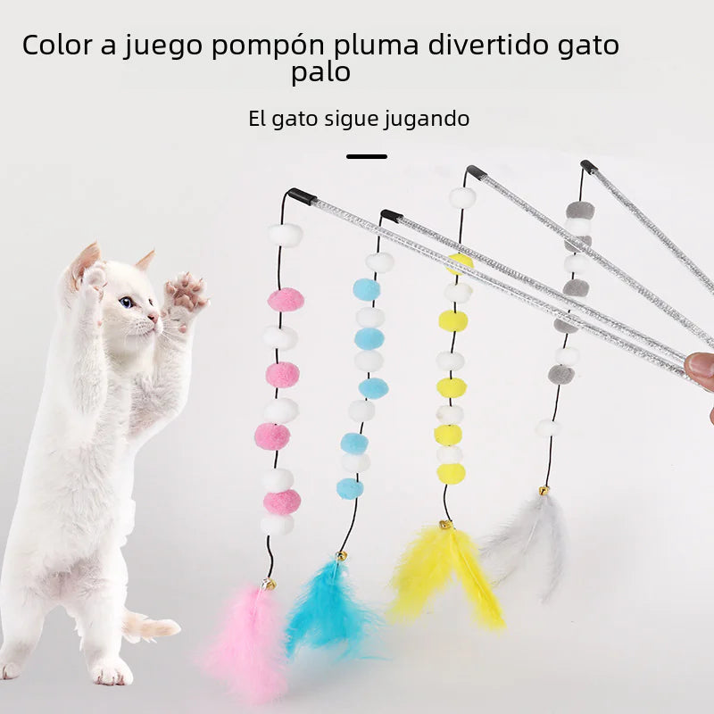 Factory Direct Cat Teaser Wand with Pom Poms