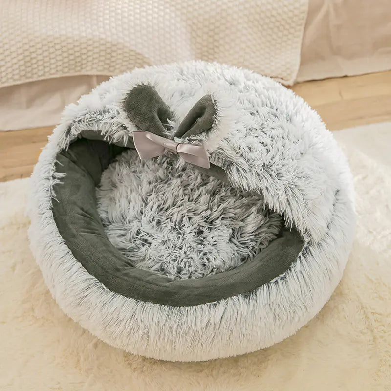 Winter Cat Bed with Enclosed Design for Small Pets