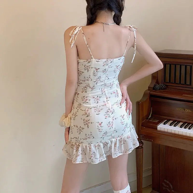 Summer Floral Lace Midi Dress with Mermaid hem