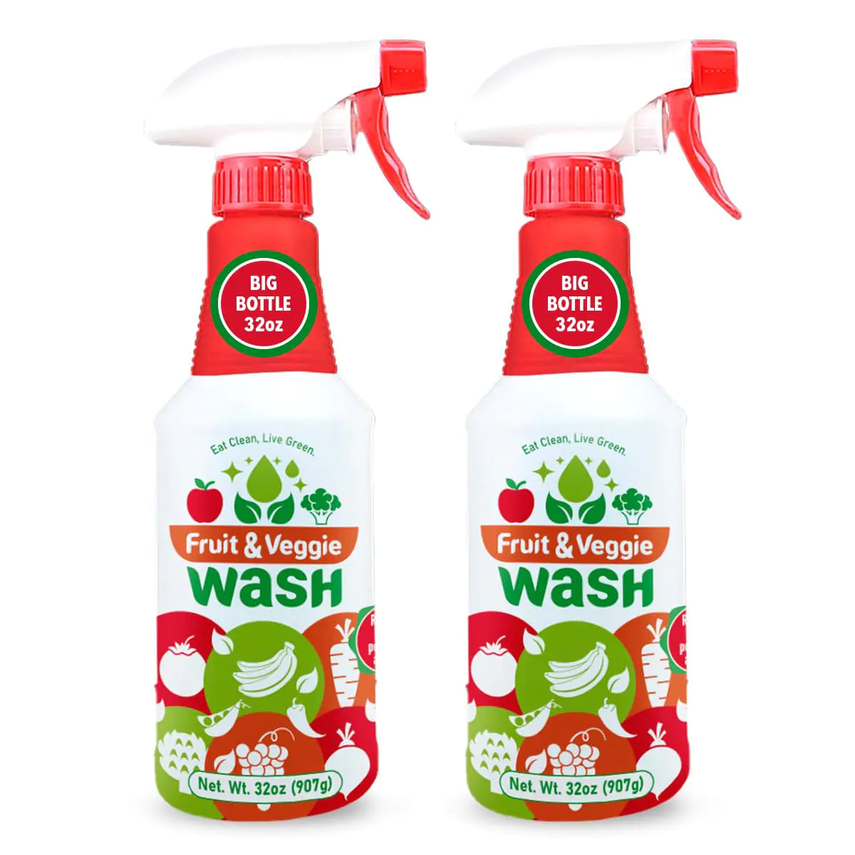 Dr. Robaina Fruit & Veggie Wash | Premium Fruit and Vegetable Cleaner | Total 64 fl oz | Removes Waxes Pesticides and Soil | Organic Vegetable Wash for Fresh Produce Care