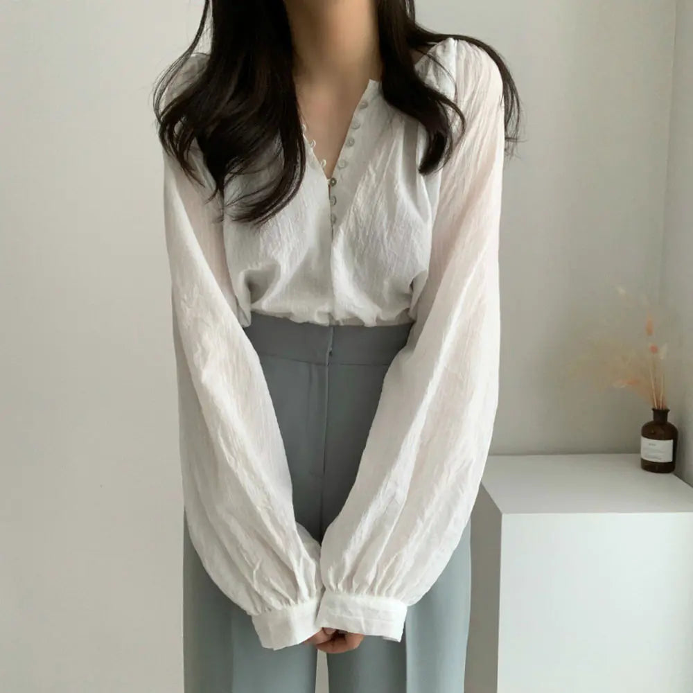 Chic Korean Style Long Sleeve Lightweight Shirt