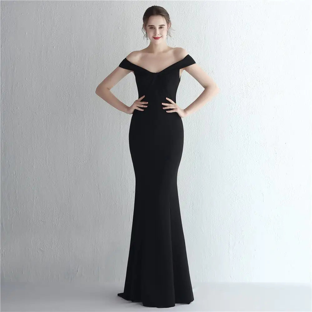 Off-Shoulder Long Dress for Women, Slim-Fit Style